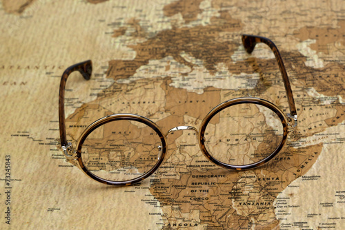 Glasses on a map of a world - Africa