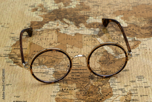 Glasses on a map of a world - Africa