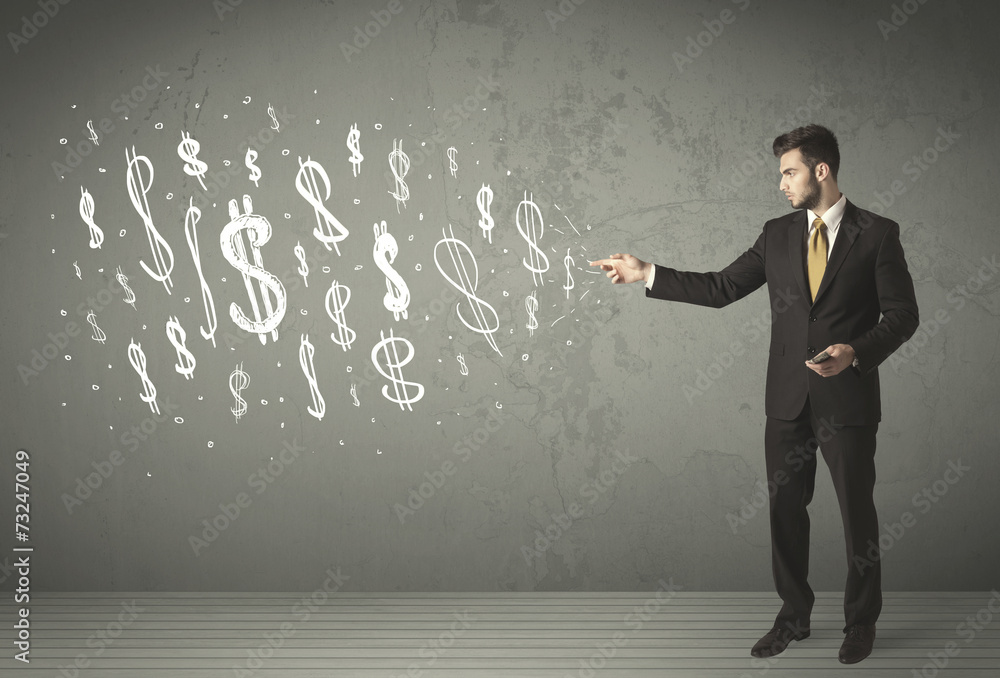 Young business people with hand drawn dollar signs Young business people with hand drawn dollar signs