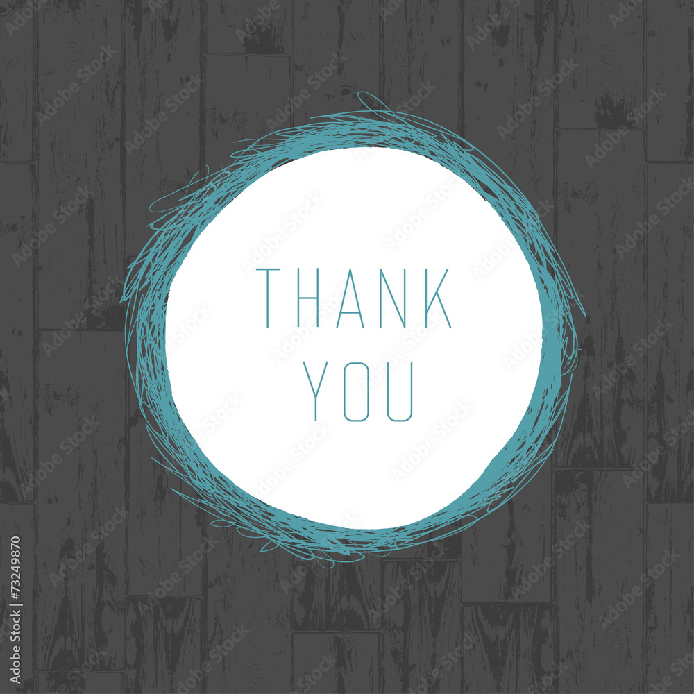 Thank you vintage greeting card with wooden background. Vector Stock