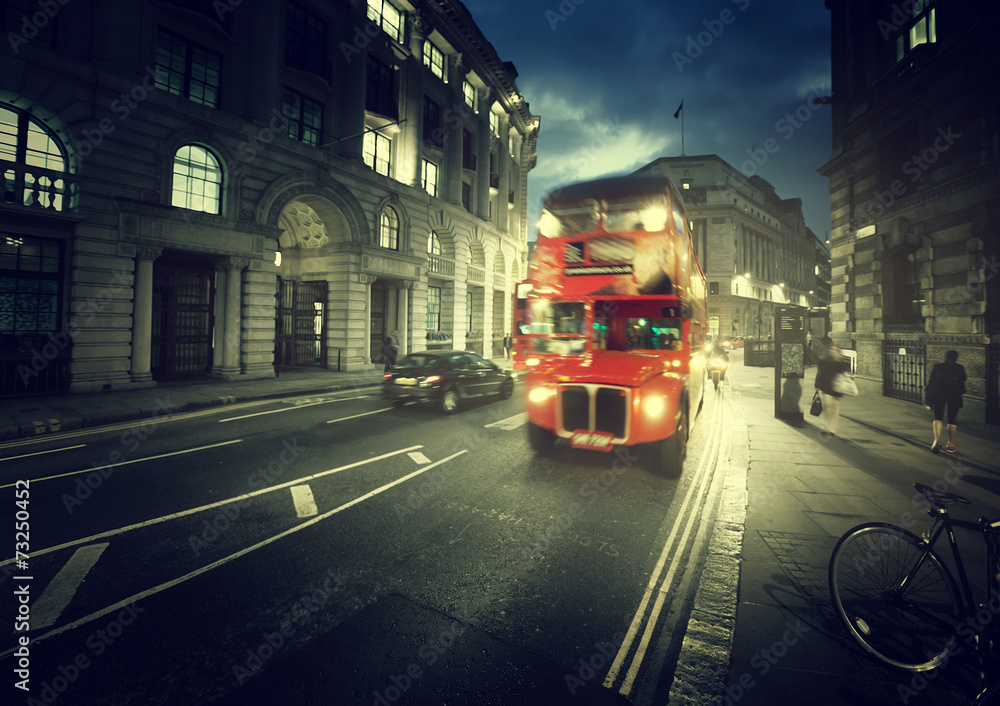 old bus on street of London