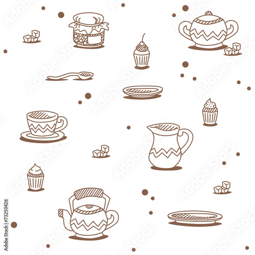 Tea pattern white-beige