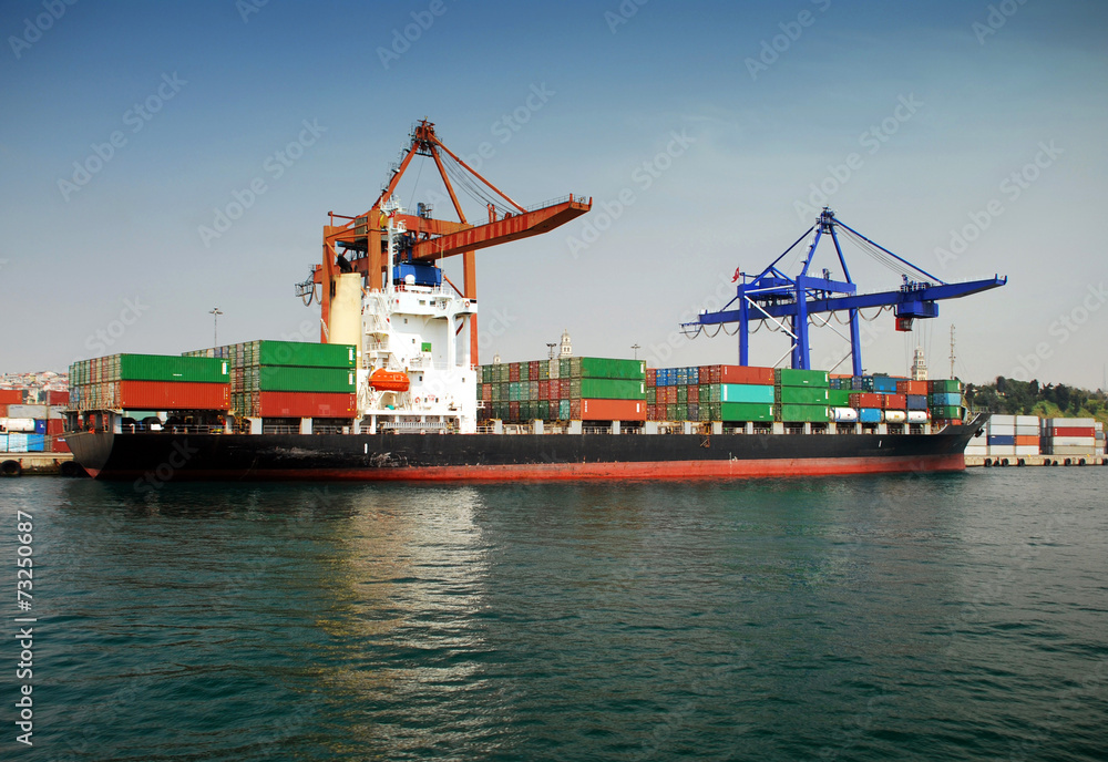 Cargo ship at Istanbul harbor