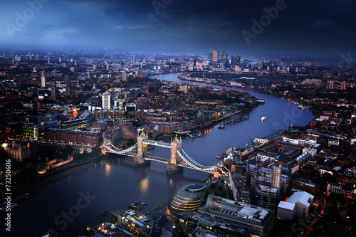 London aerial view with Tower Bridge, UK #73250606