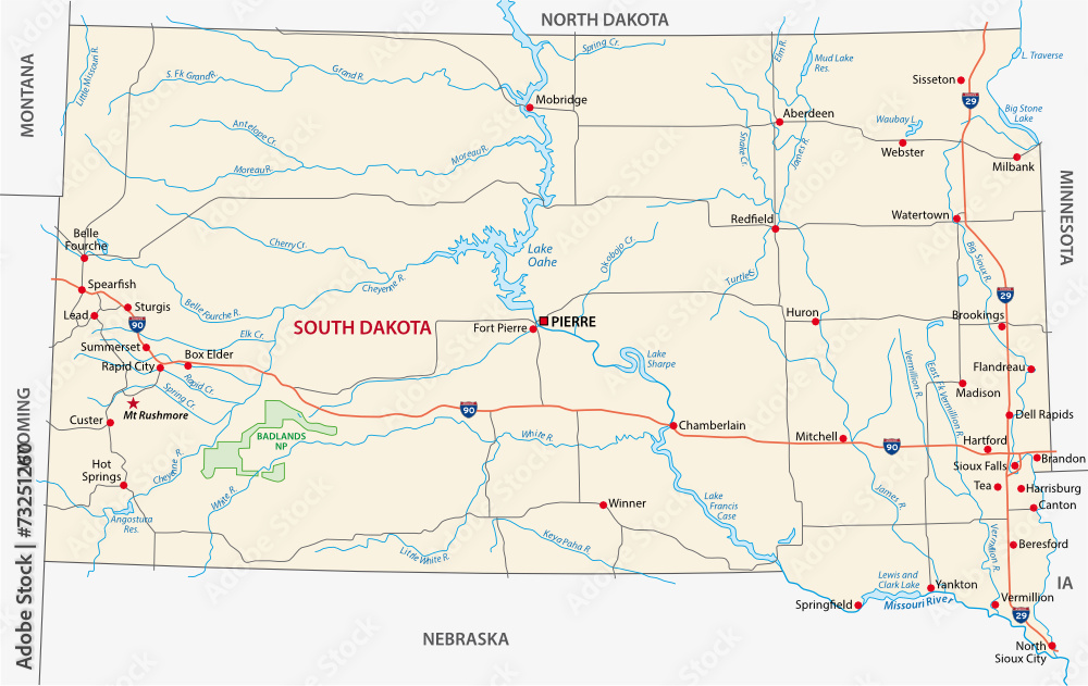 south dakota road map