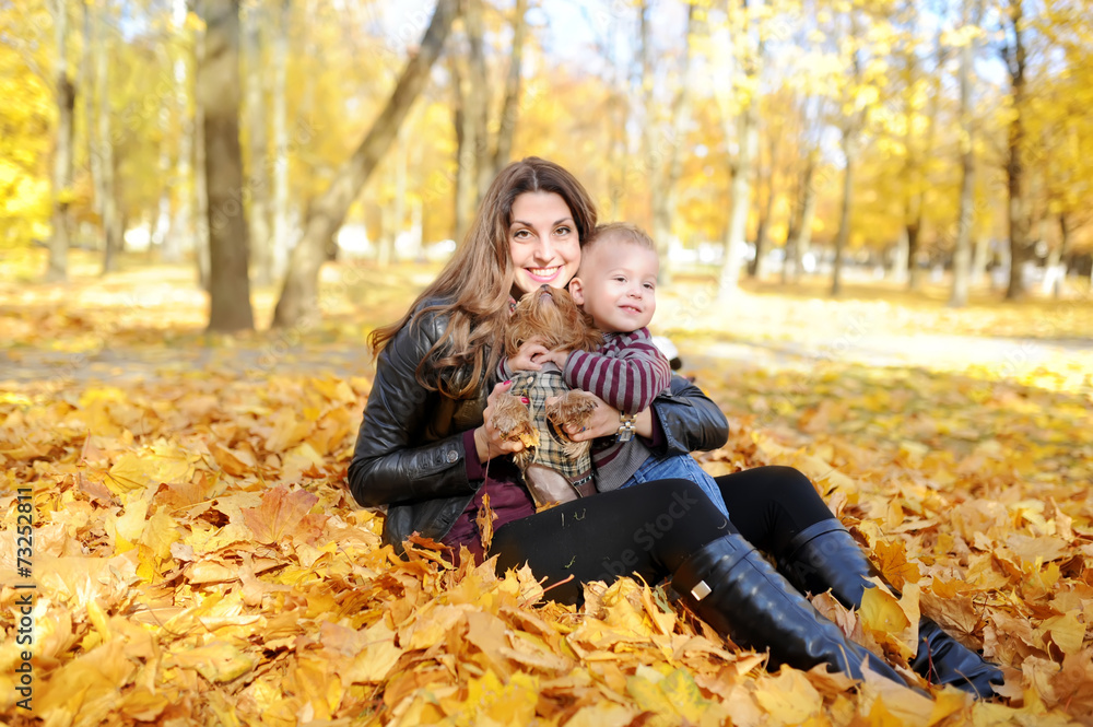 mother and the kid walk in autumn park mother and the kid walk in autumn park