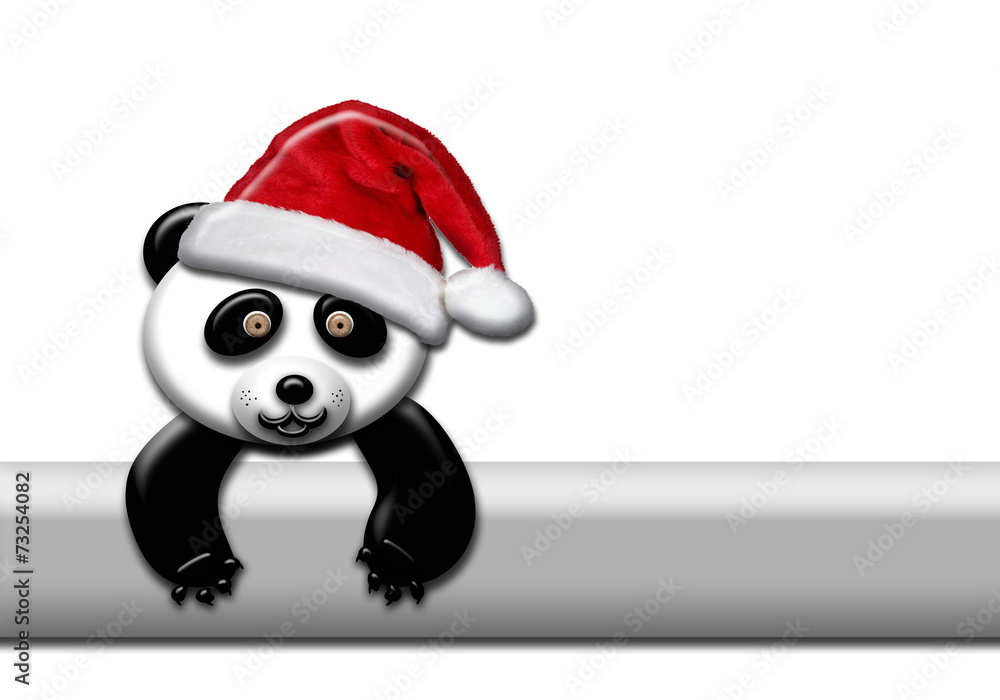Oso panda, gorro, Santa Claus, Noel, fondo blanco ilustración de Stock | Adobe Stock