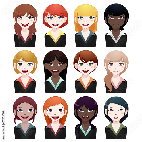 business woman avatar set