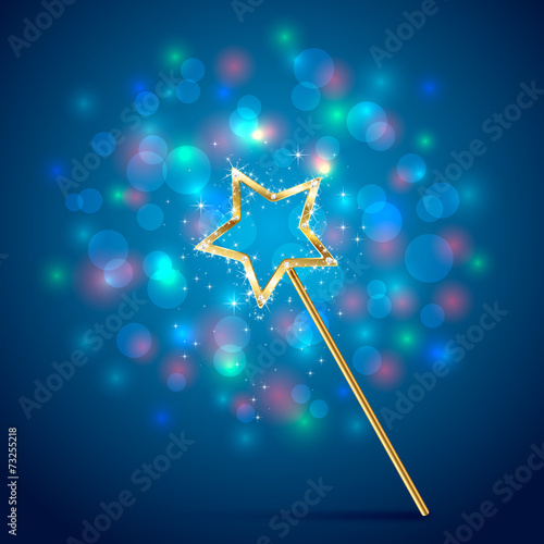 Magic wand on blue background