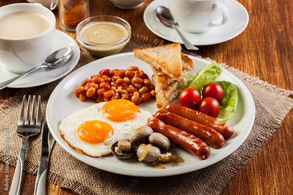 English breakfast with sausage English breakfast with sausage