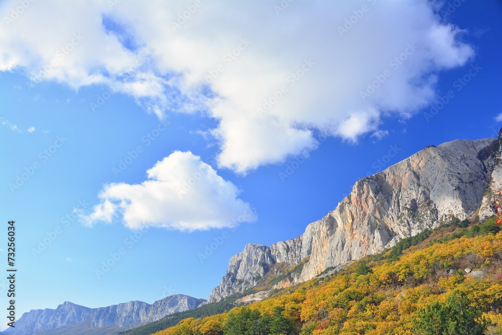 The blue sky and mountains