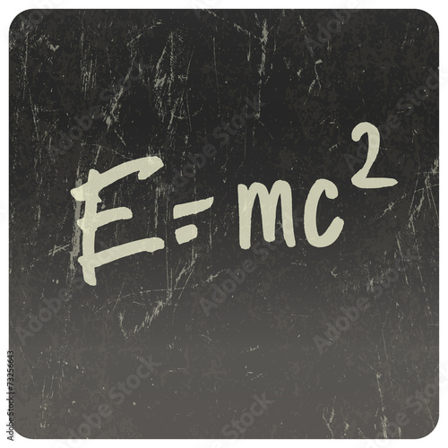 E=mc2. Theory of relativity, writings on blackboard. Vector