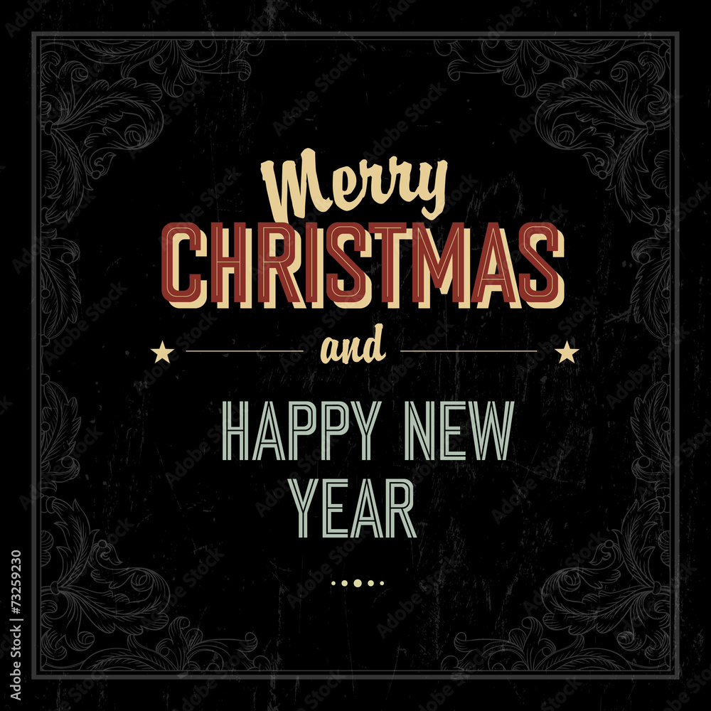 Naklejka premium Vintage Merry Christmas Card Design. Vector
