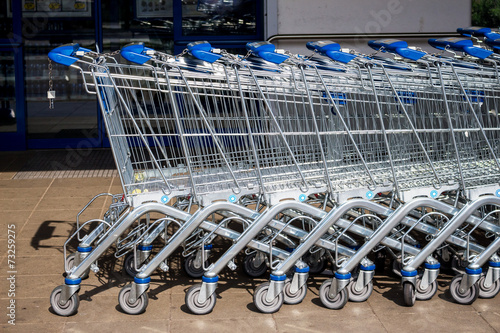 Einkaufswagen vor einem Supermarkt