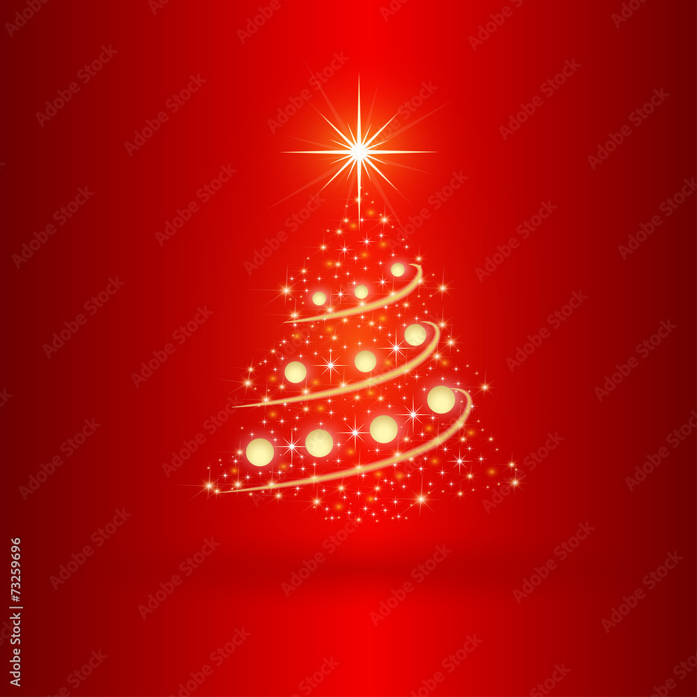 Nice Christmas tree on the red background Nice Christmas tree on the red background