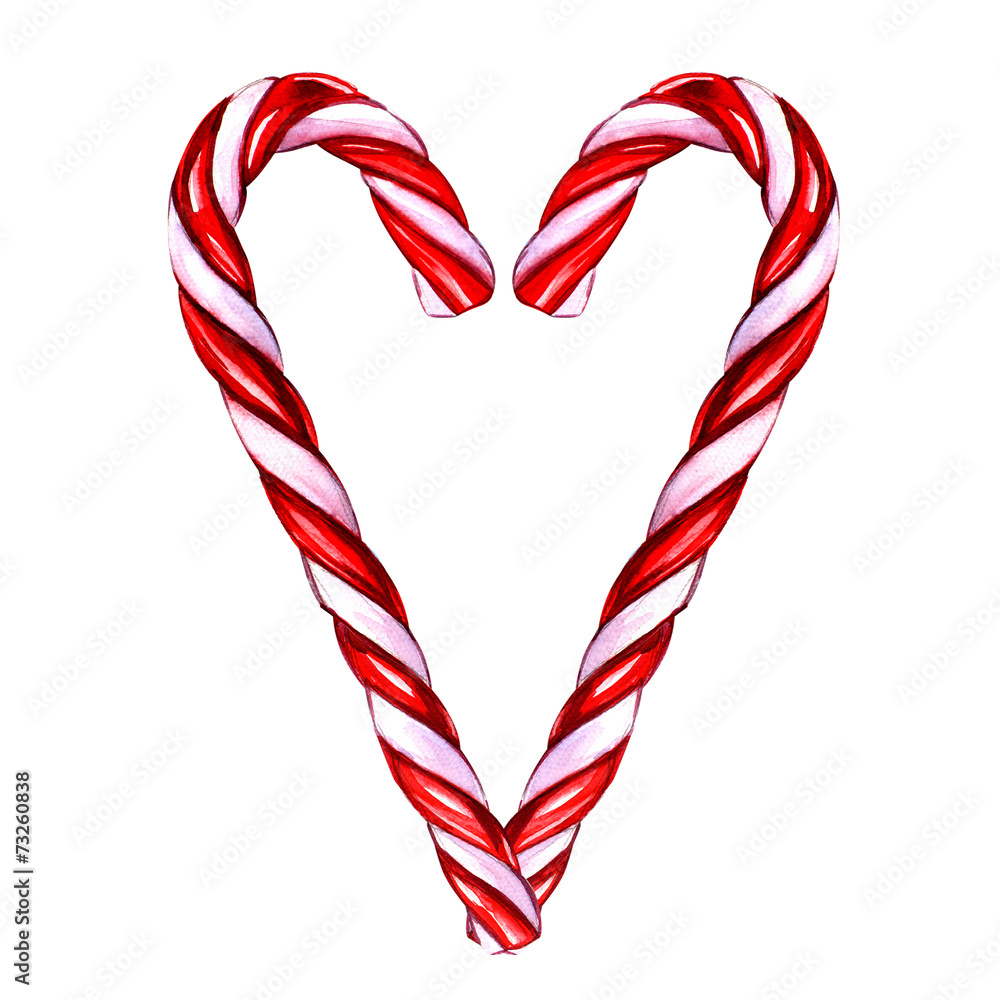 Fototapeta premium Christmas Candy Cane Isolated on White Background.