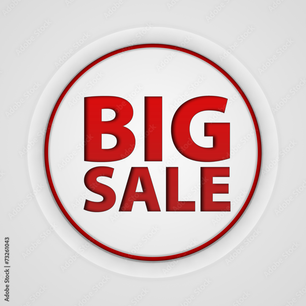 Big sale circular icon on white background