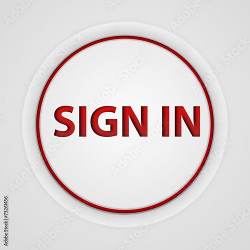 sign in circular icon on white background