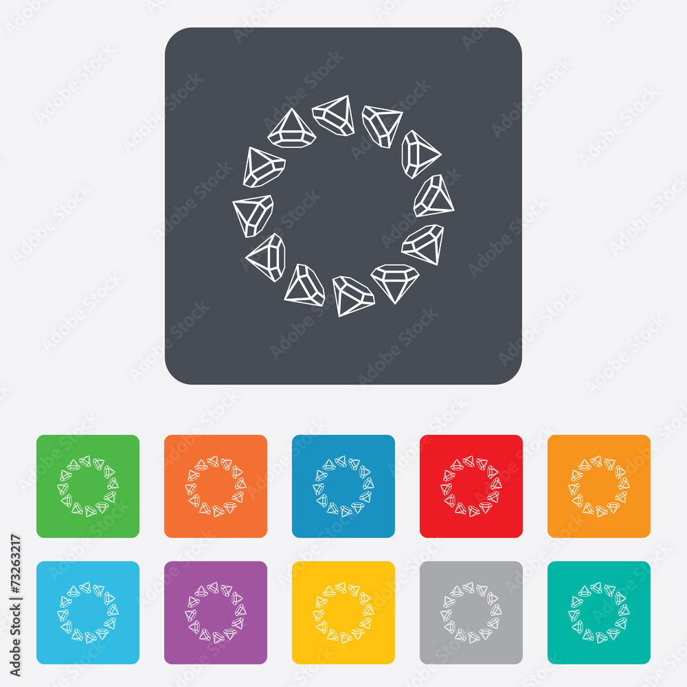 Jewelry sign icon. Diamonds circle symbol. Jewelry sign icon. Diamonds circle symbol.