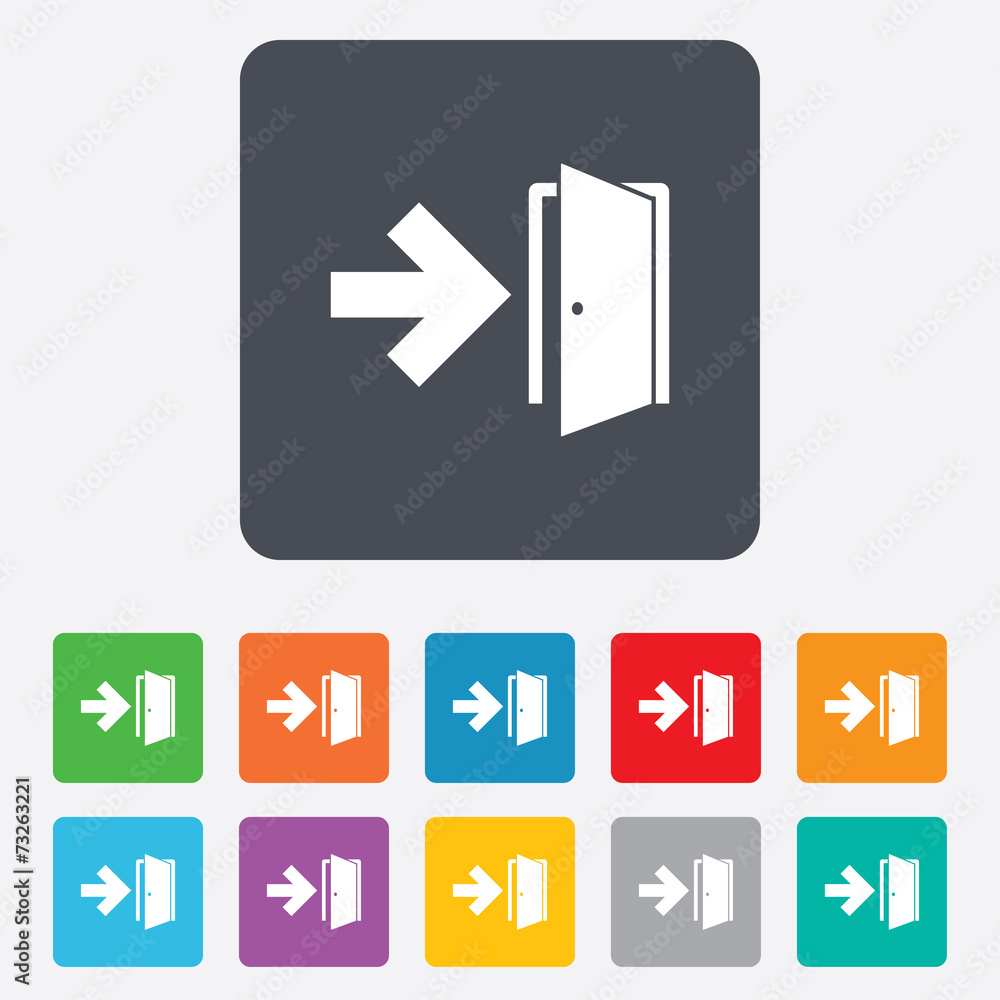Emergency exit sign icon. Door with right arrow. Emergency exit sign icon. Door with right arrow.