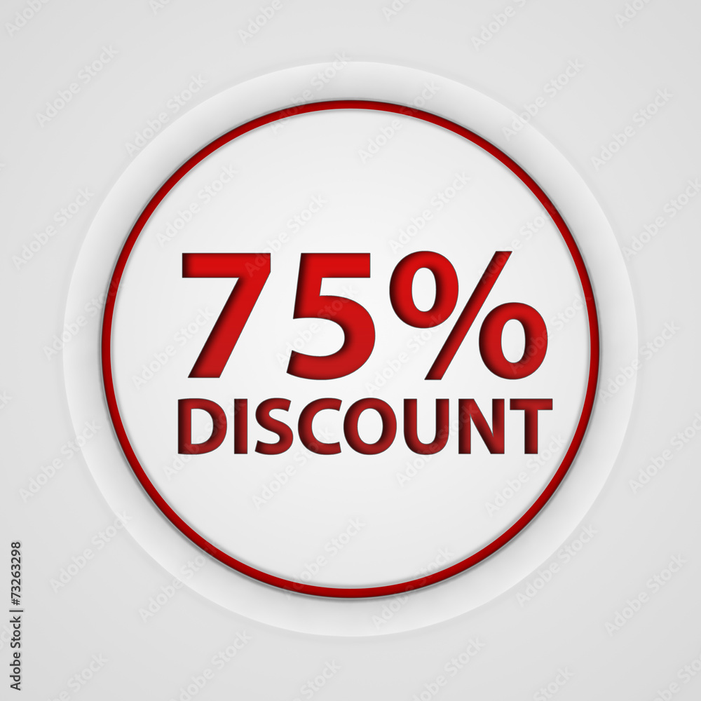 Discount 75 circular icon on white background Discount 75 circular icon on white background