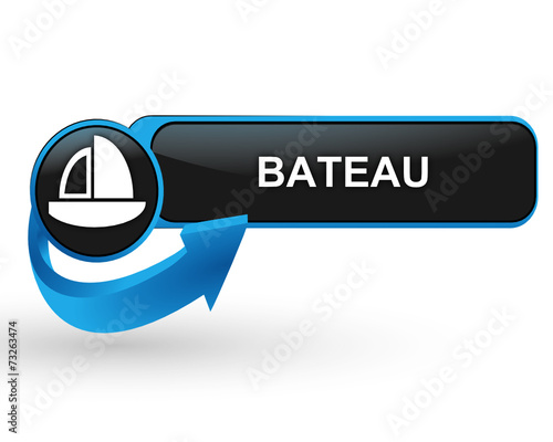 bateau sur bouton web design bleu