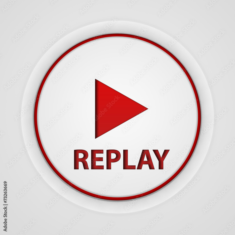 Replay circular icon on white background Replay circular icon on white background