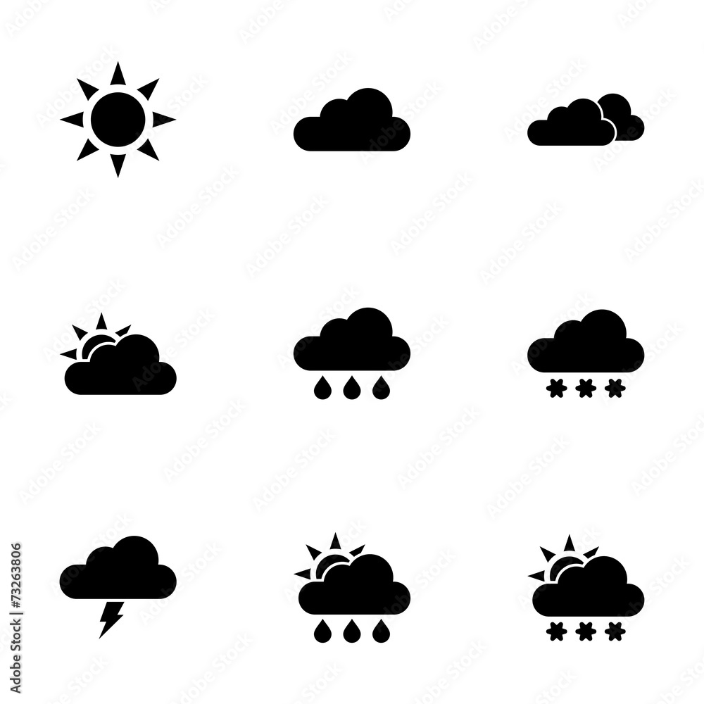 Vector black weather icon set Vector black weather icon set