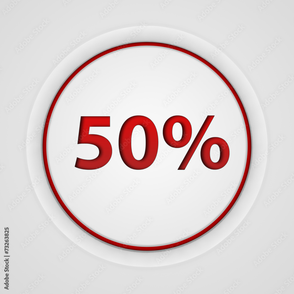 Fivety percent circular icon on white background Fivety percent circular icon on white background