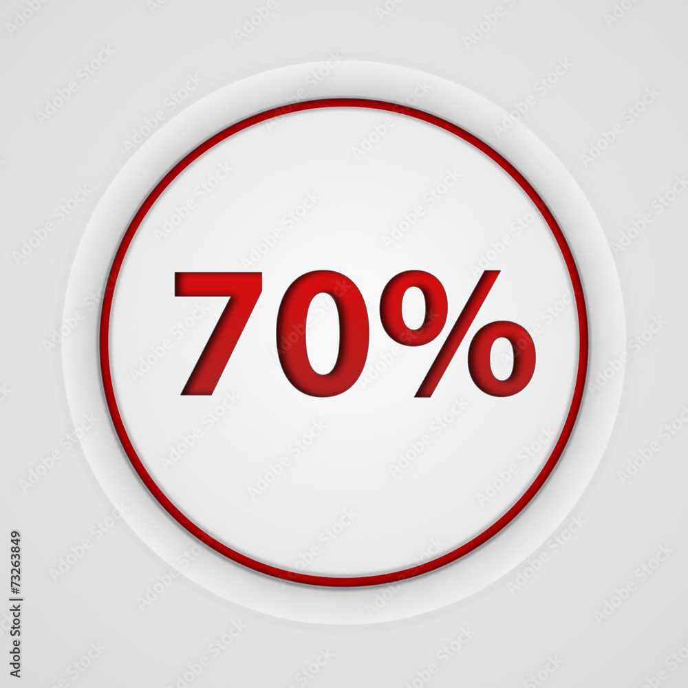 Seventy percent circular icon on white background Seventy percent circular icon on white background