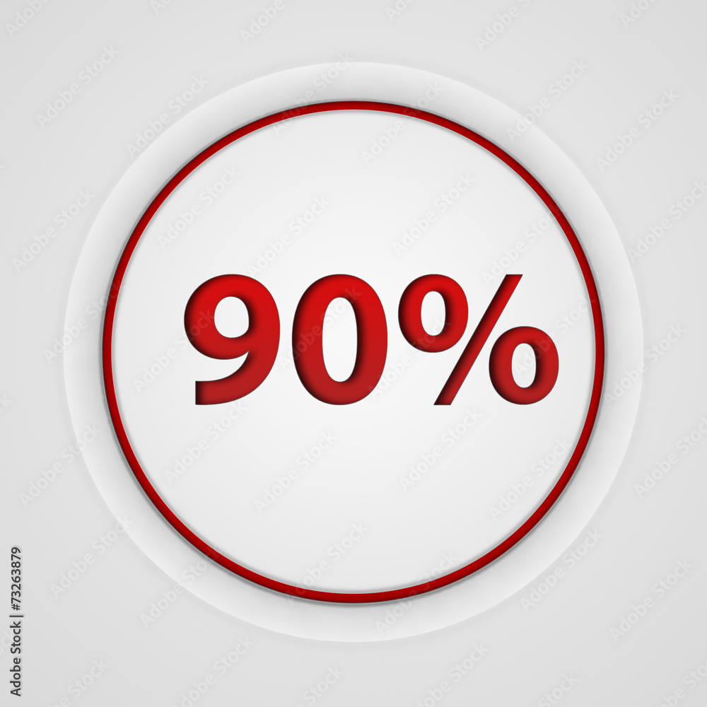 Ninety percent circular icon on white background Ninety percent circular icon on white background