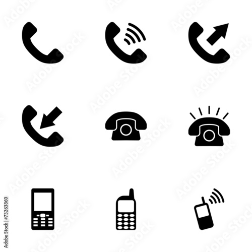 Vector black telephone icon set