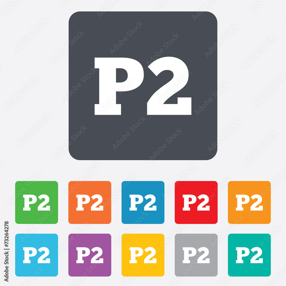 Parking second floor icon. Car parking P2 symbol Parking second floor icon. Car parking P2 symbol