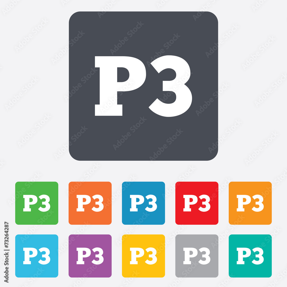 Parking third floor icon. Car parking P3 symbol Parking third floor icon. Car parking P3 symbol