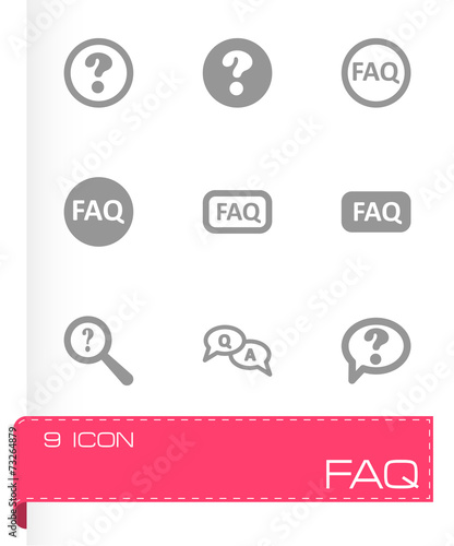 Vector black faq icon set