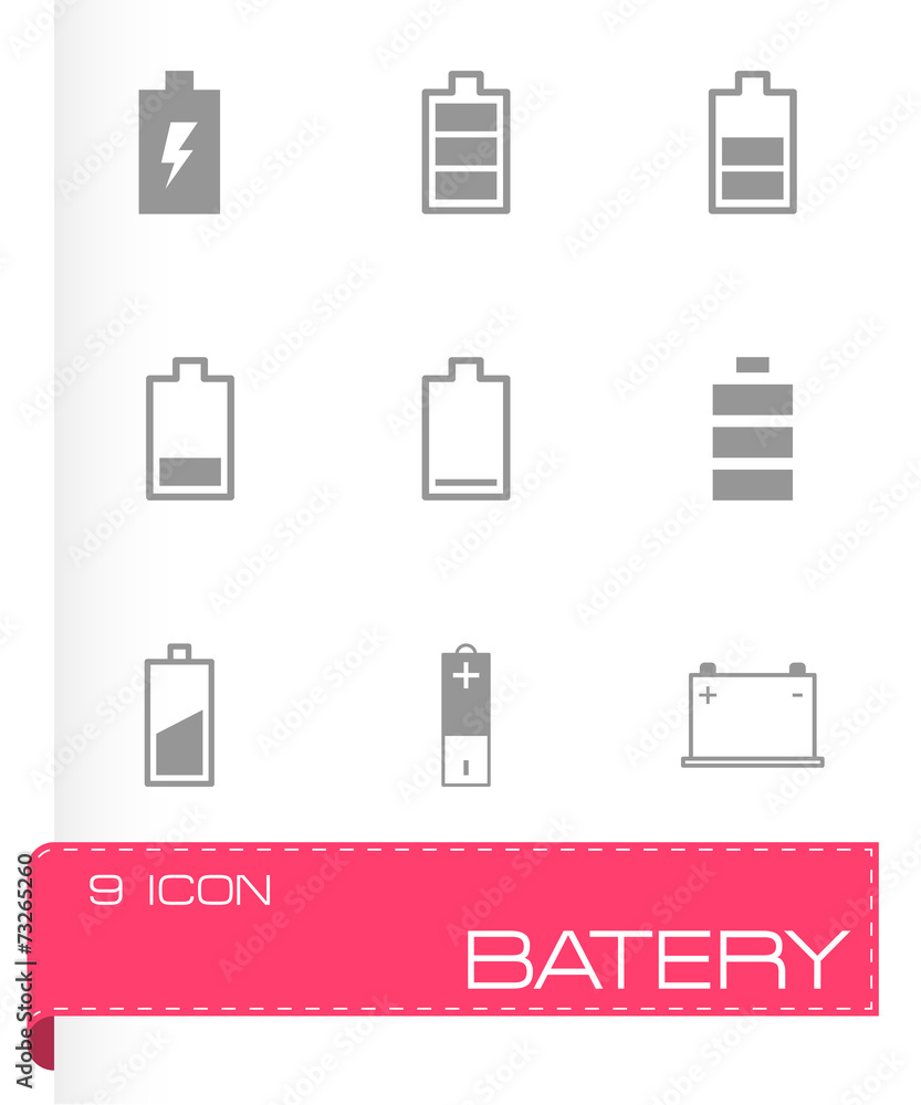 Vector black battery icon set Vector black battery icon set