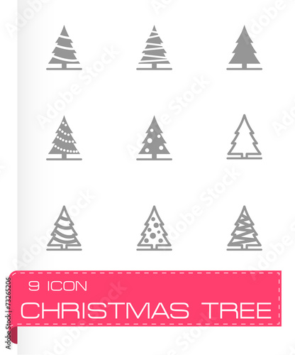 Vector black christmas tree icon set