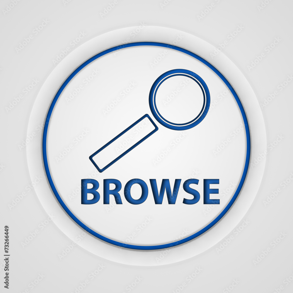 Browse circular icon on white background Browse circular icon on white background