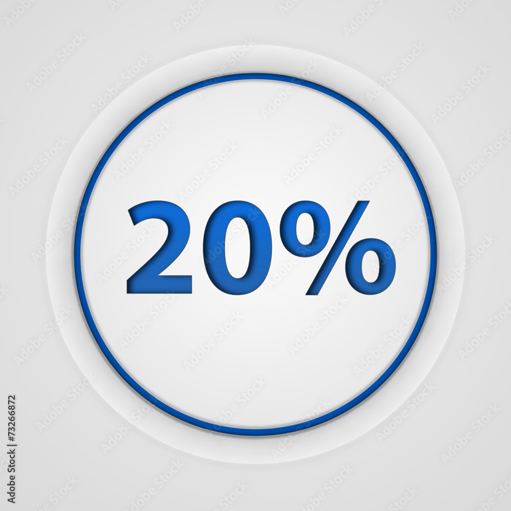 Twenty percent circular icon on white background Twenty percent circular icon on white background