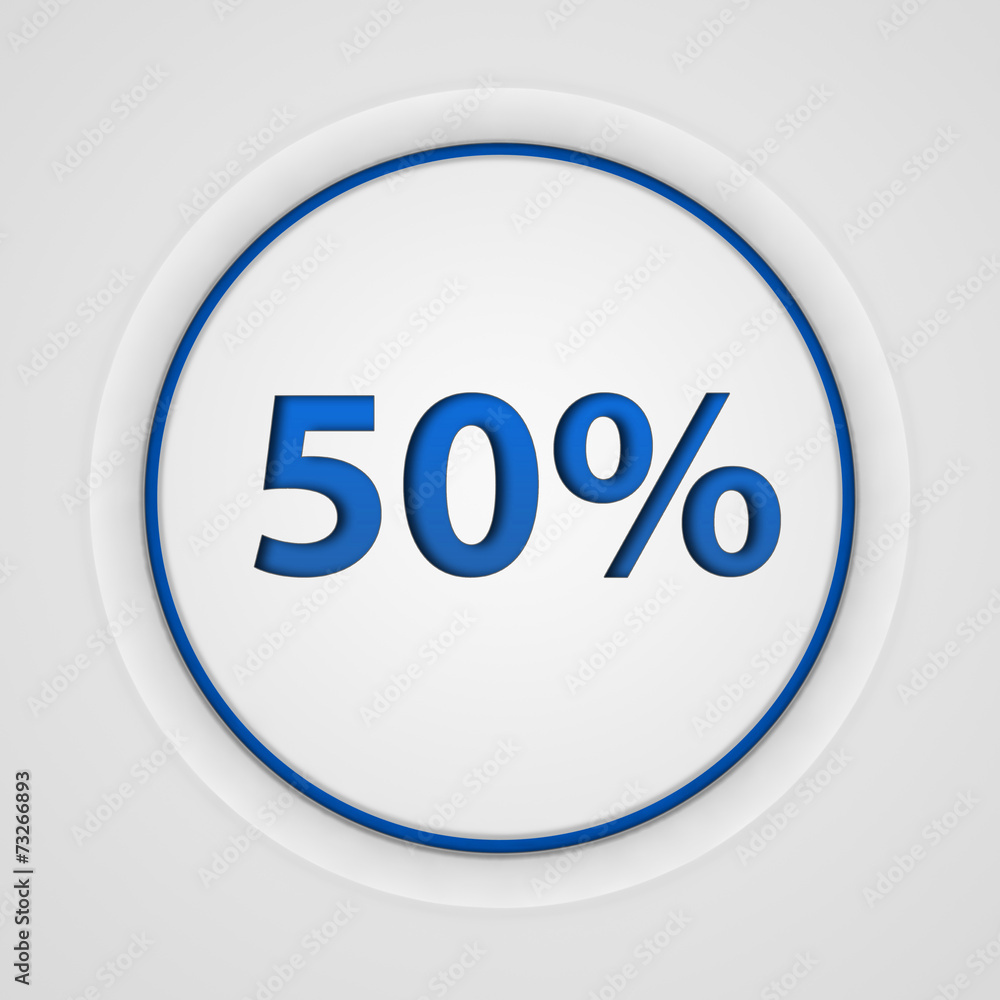 Fivety percent circular icon on white background Fivety percent circular icon on white background