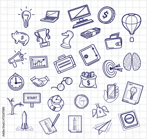 Vector business doodles icon set