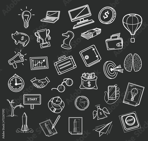 Vector business doodles icon set