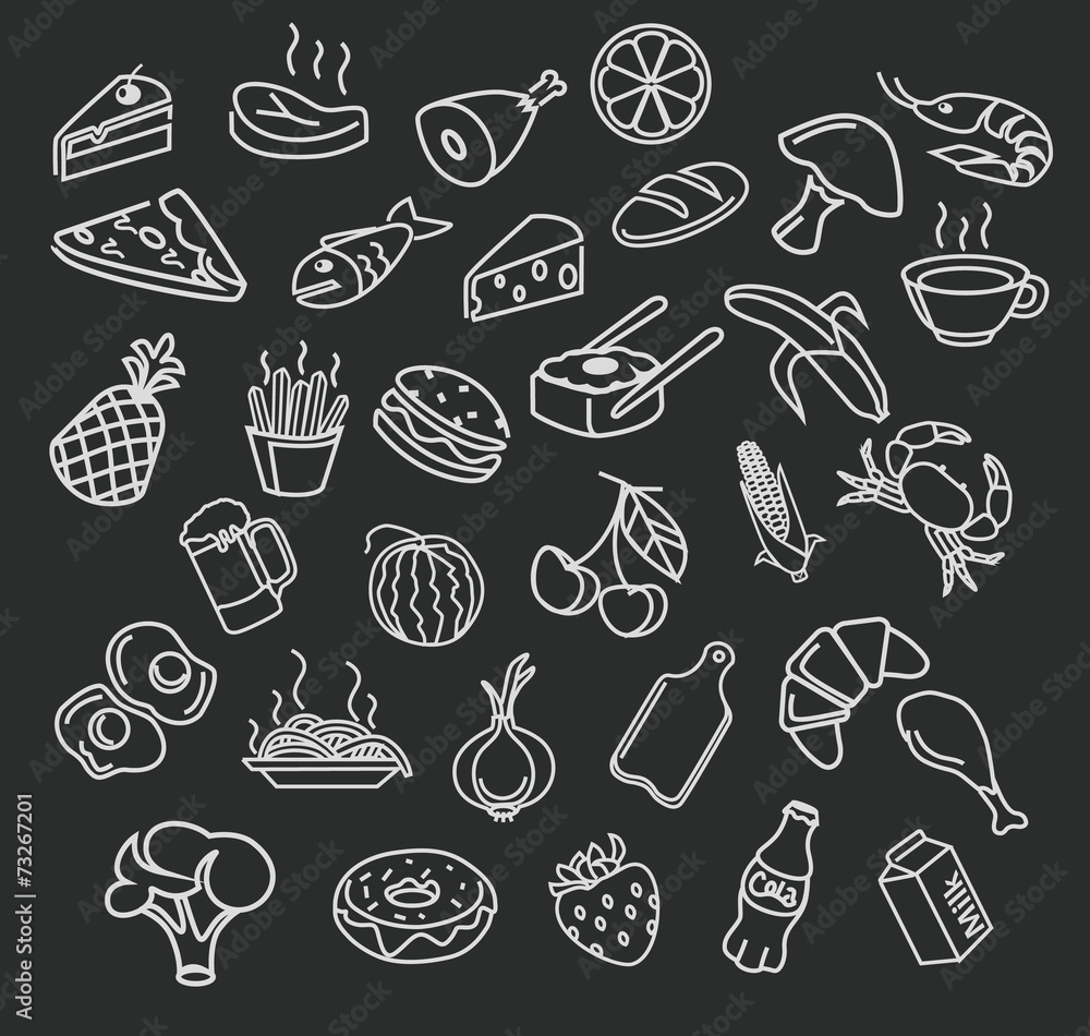 Vector food menu elements icon set