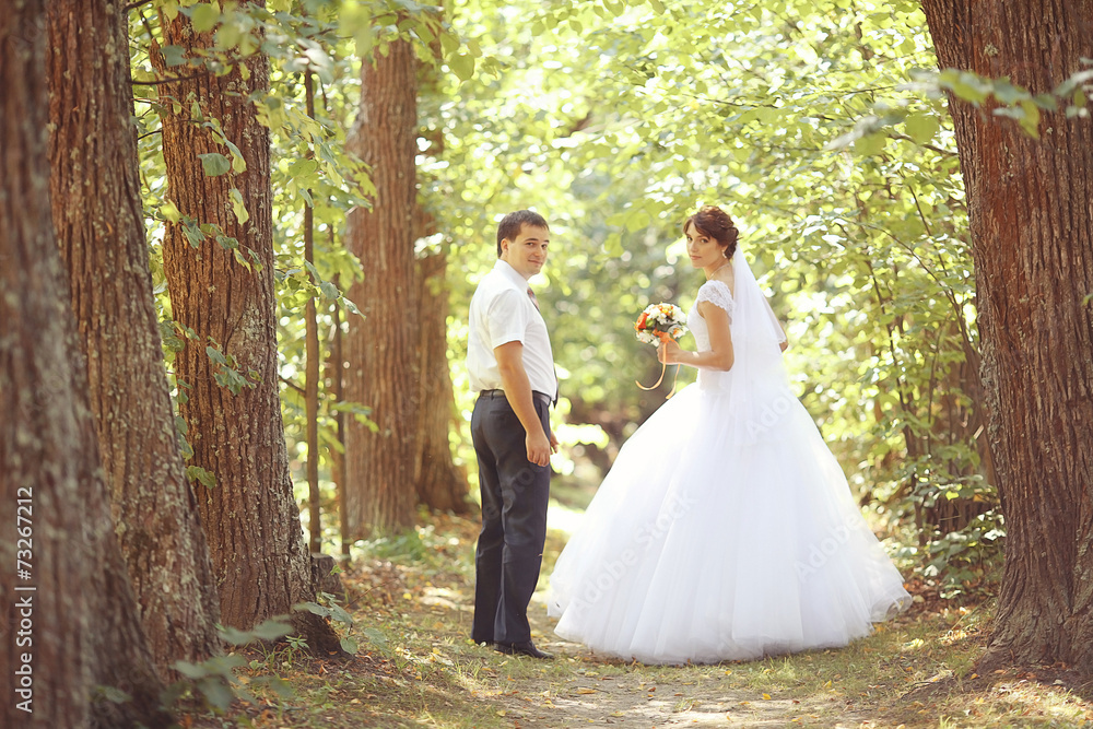 bride and groom at a wedding in summer nature bride and groom at a wedding in summer nature