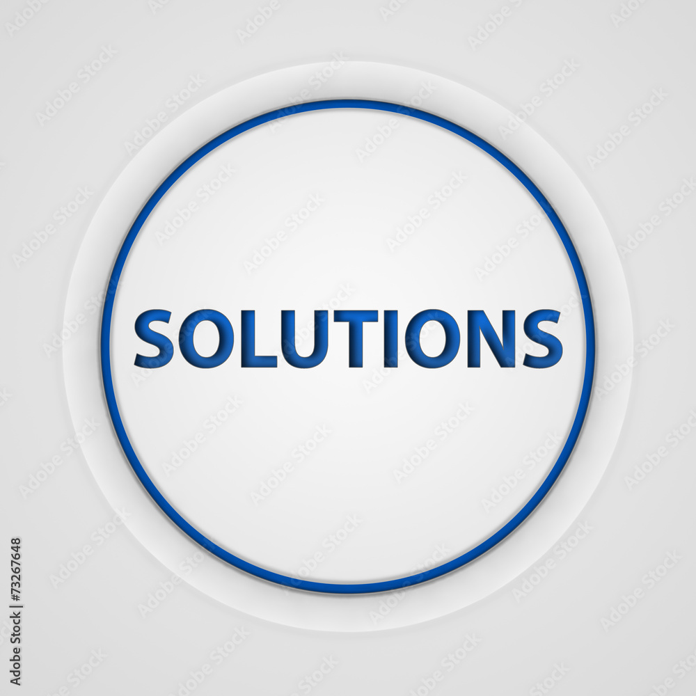 Solutions circular icon on white background Solutions circular icon on white background