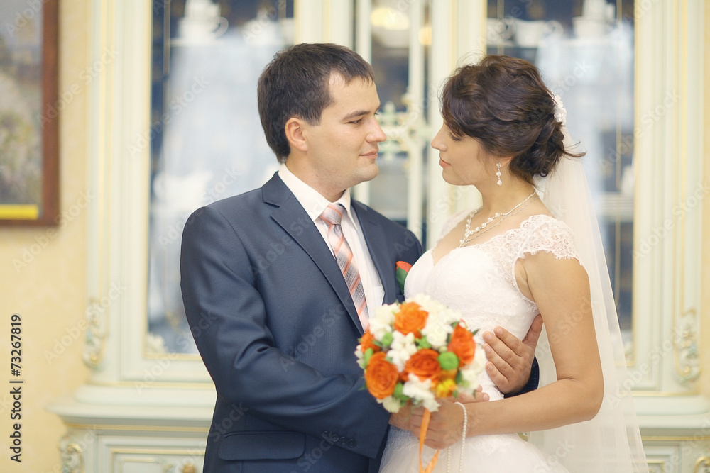 bride and groom portrait in the room bride and groom portrait in the room