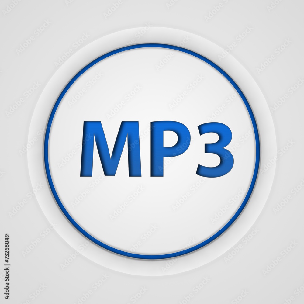 MP3 circular icon on white background MP3 circular icon on white background