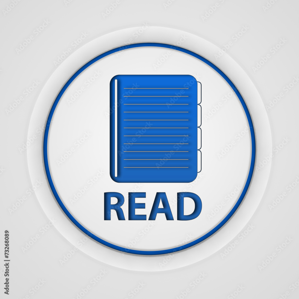 Read circular icon on white background Read circular icon on white background