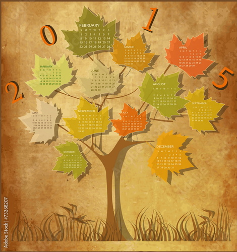 Vintage calendar for 2015