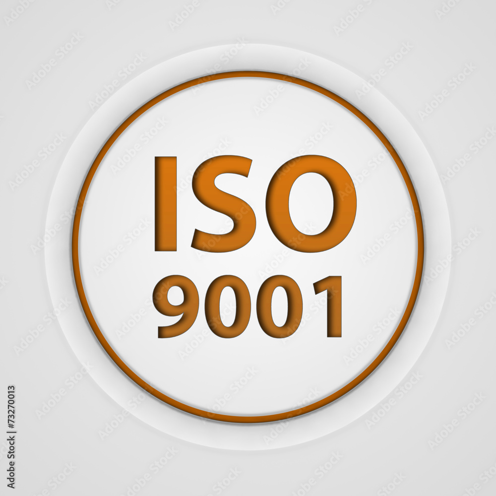 Iso 9001 circular icon on white background